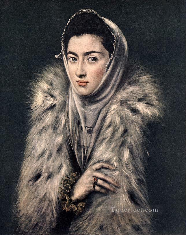 Lady with a Fur 1577 Mannerism Spanish Renaissance El Greco Oil Paintings